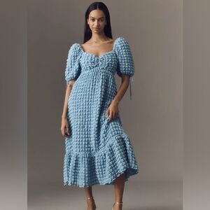 NWT Anthropologie Blue Textured Midi Dress